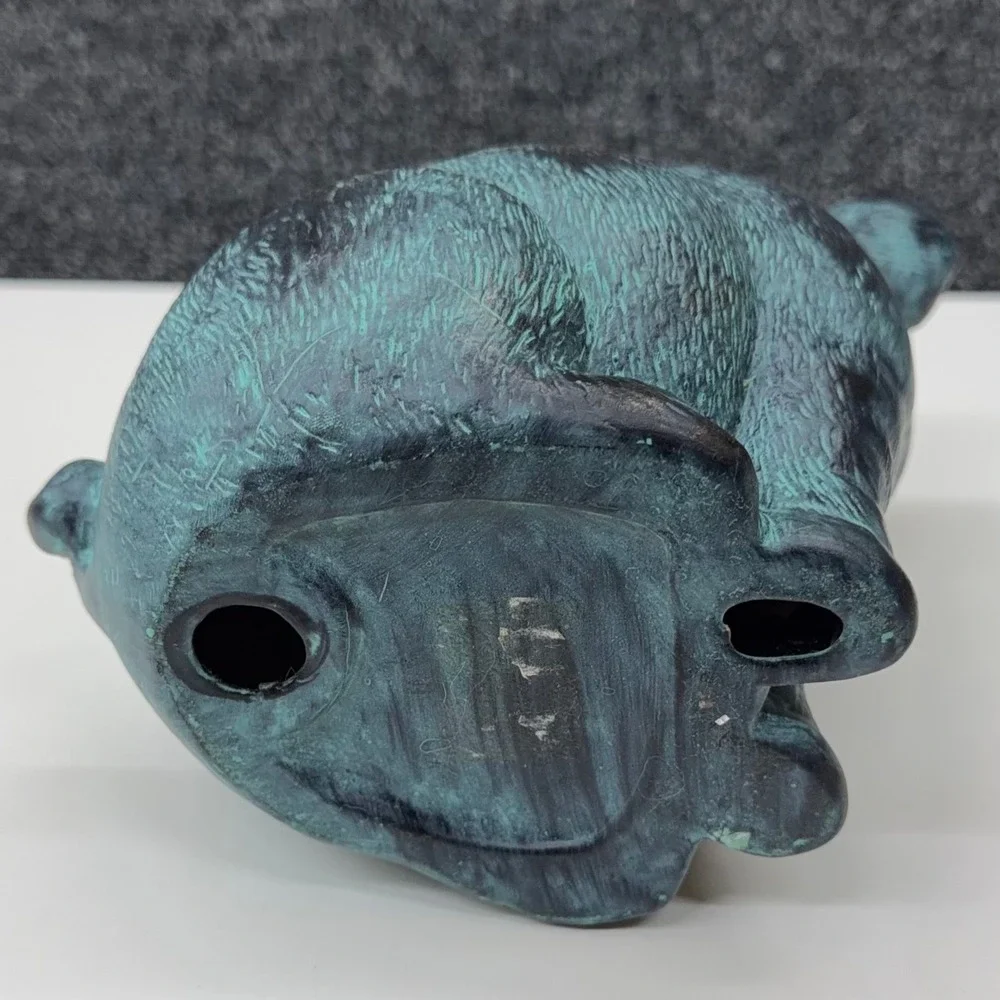 Vintage Style Verdigris Faux Bronze Pig Figurines Set‎ of 2 Farmhouse Decor Teal
